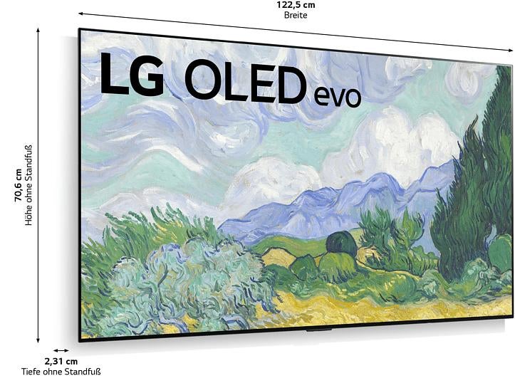 LG OLED EVO 55 Zoll Fernseher mit Abmessungen