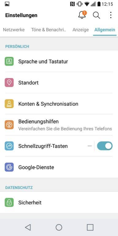 LG Q6 im Test: Einstellungen und Menü