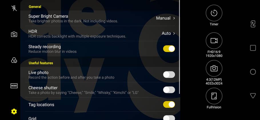 LG V40 ThinQ Kamera-Screenshot