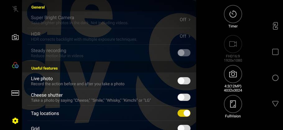 LG V40 ThinQ Kamera-Screenshot