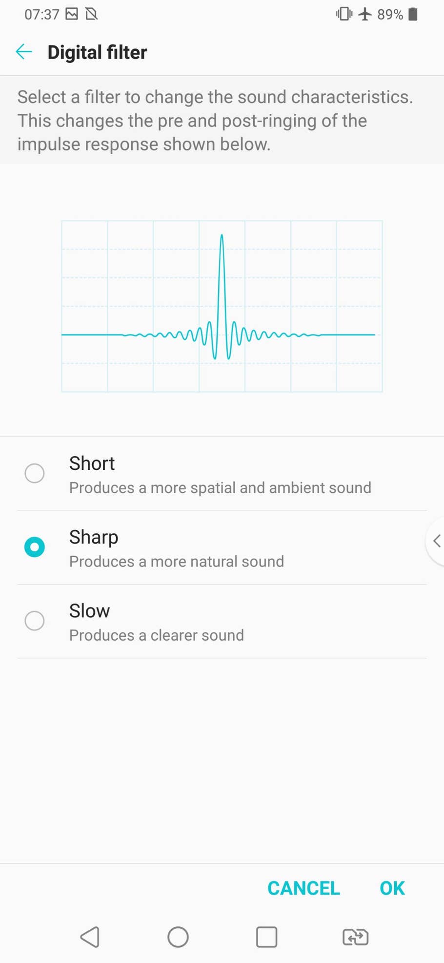 Ein Screenshot vom den Sound Einstellungen des LG V40 ThinQ.