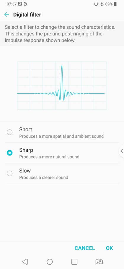 Ein Screenshot vom den Sound Einstellungen des LG V40 ThinQ.