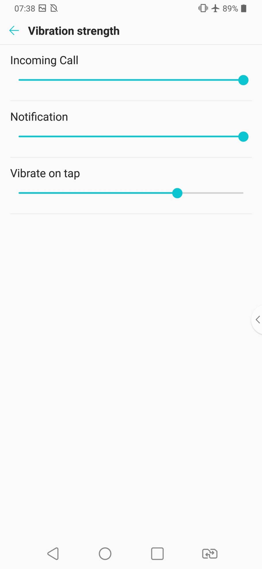 Ein Screenshot vom den Sound Einstellungen des LG V40 ThinQ.