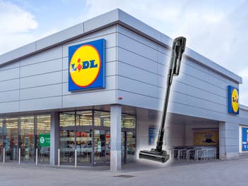 Lidl-Filiale von außen und Akkusauger