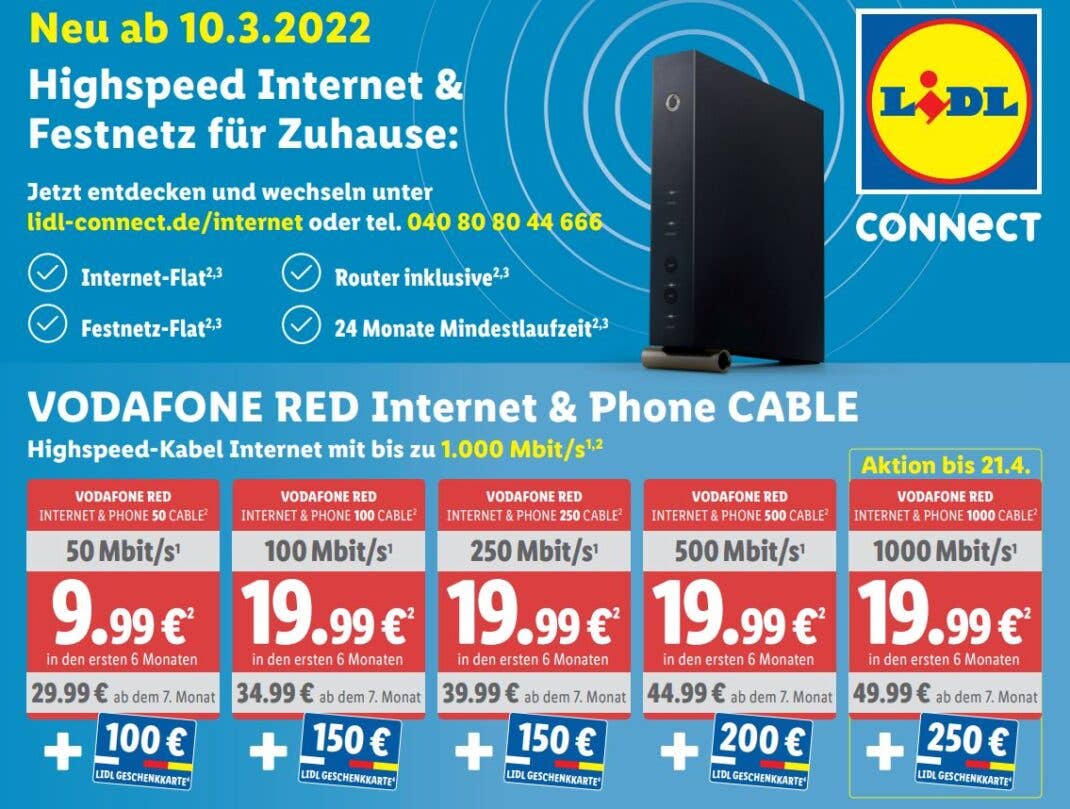 Die Lidl Connect Internet-Tarife im Überblick