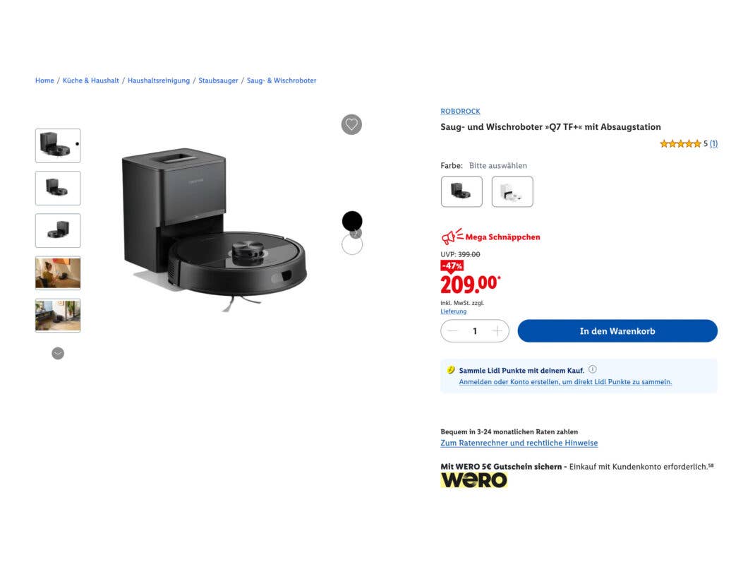 Roborock-Saugroboter im Lidl-Onlineshop