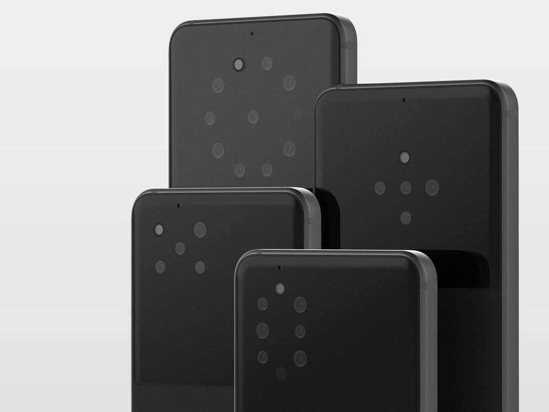 Mehrere Smartphones mit vielen Kameras