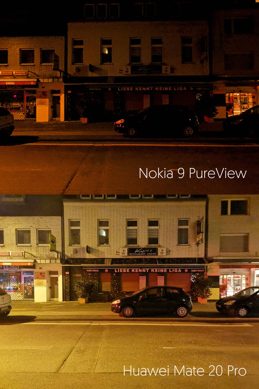 Nachtaufnahme: Vergleich Nokia 9 PureView vs. Huawei Mate 20 Pro