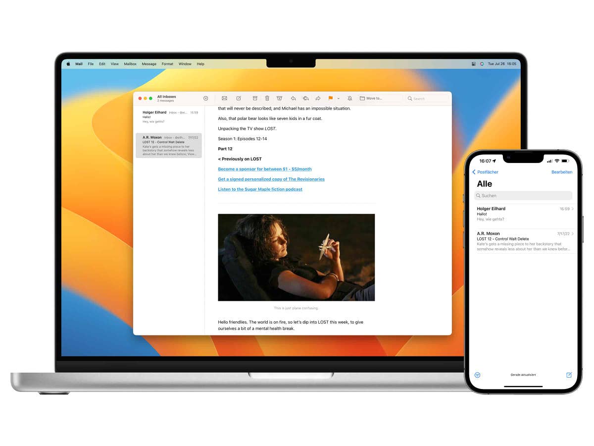 Screenshots von Apple Mail