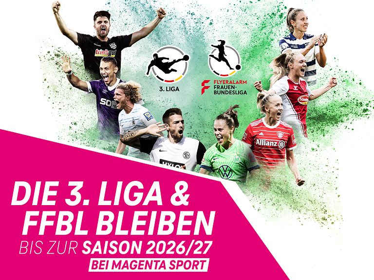 MagentaSport zeigt Livespiele der 3. Liga und der Frauen-Bundesliga bis mindestens 2027.