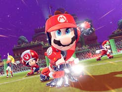 Mario Strikers: Mario schlägt mit der Hand auf den Boden.