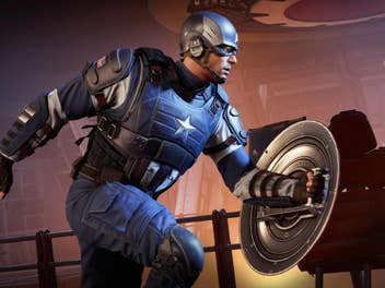 Captain America rennt mit Schild in Marvel's Avengers.