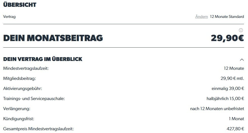 McFit Kostenüberblick