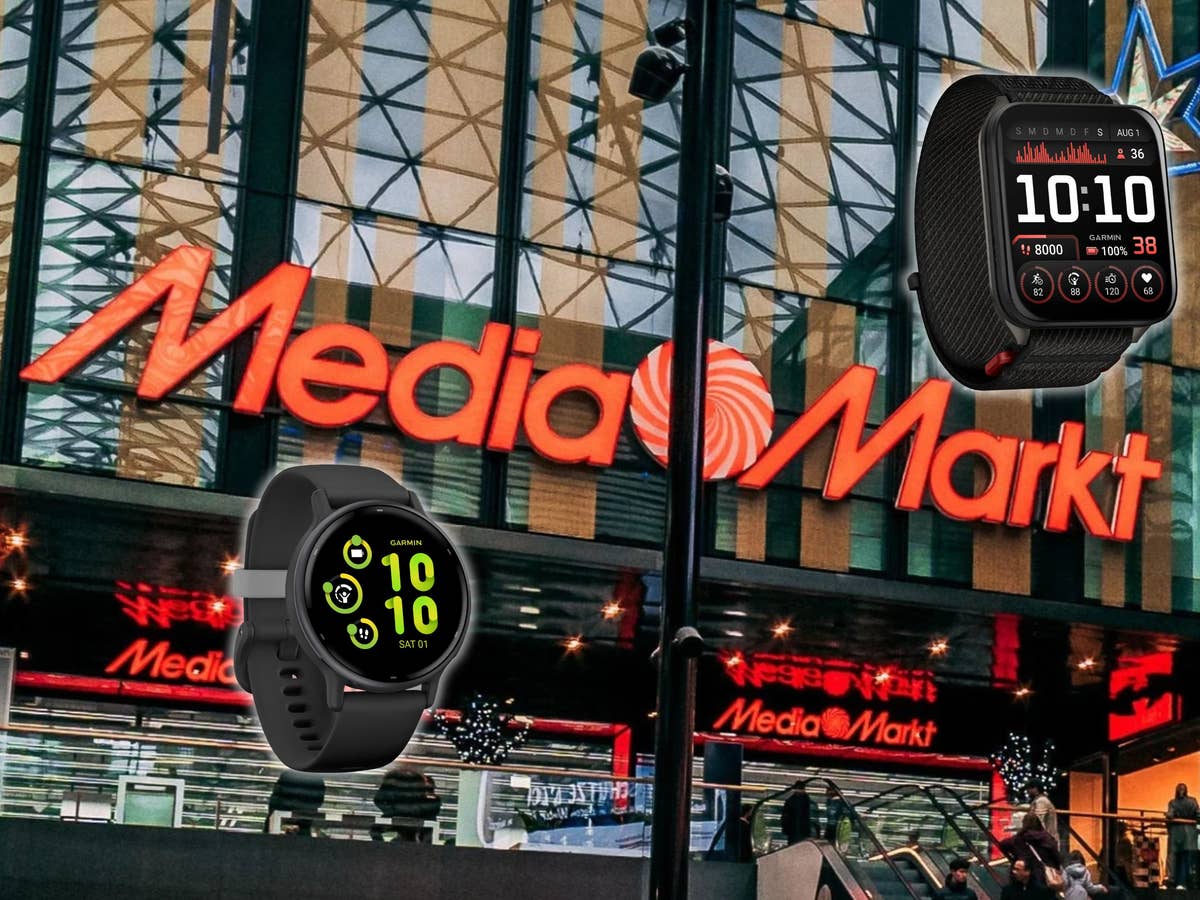 MediaMarkt: Garmin-Watches zu Bestpreisen MediaMarkt in einem Einkaufszentrum, davor zwei Garmin-Watches