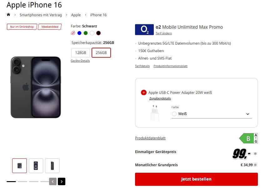 iPhone 16 Angebot bei MediaMarkt Überblick