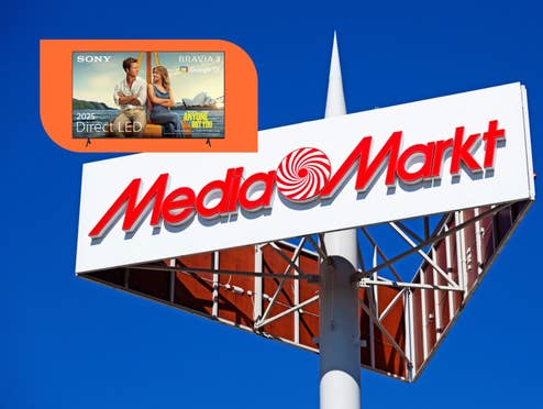 MediaMarkt Logo vor blauem Himmel