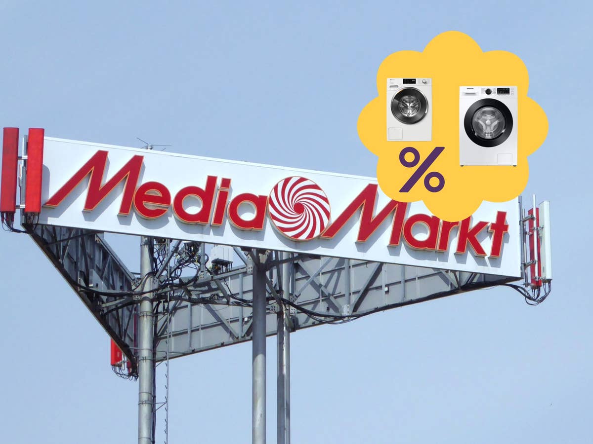 MediaMarkt Logo von einem Store mit Waschmaschinen