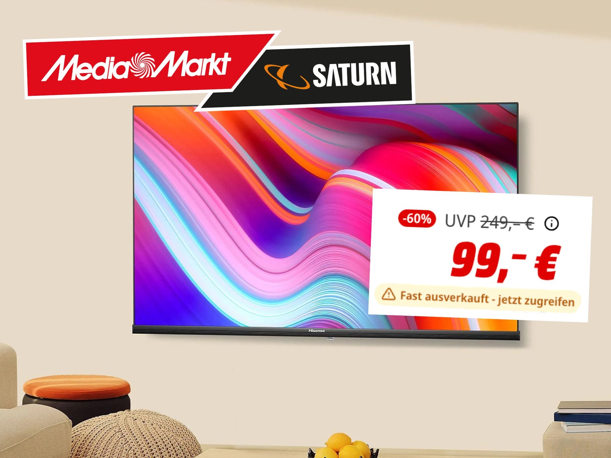 Fast ausverkauft: MediaMarkt haut Marken-TV für 99 Euro raus