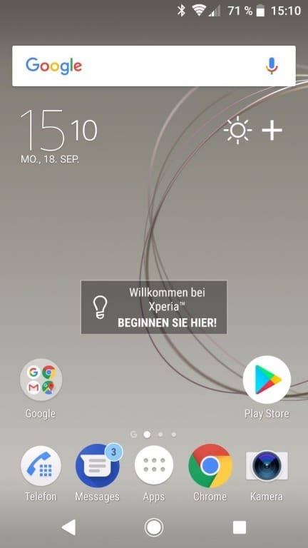 Menü und Benutzeroberfläche des Sony Xperia XZ1