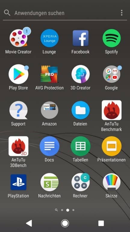 Menü und Benutzeroberfläche des Sony Xperia XZ1
