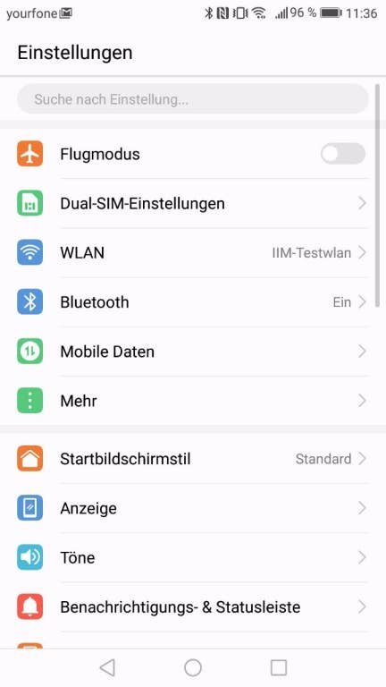 Menü und Einstellungen des Huawei P8 Lite (2017)