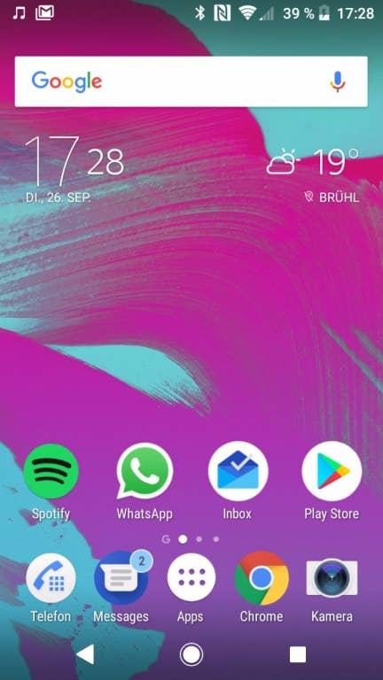 Menü und Einstellungen in der Software des Xperia XZ1 Compact