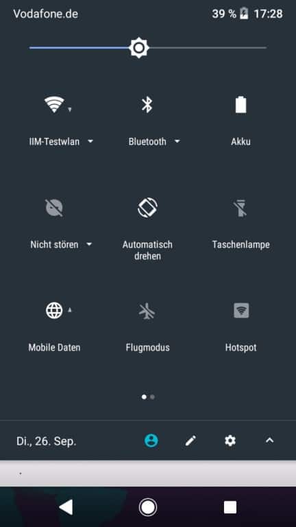 Menü und Einstellungen in der Software des Xperia XZ1 Compact