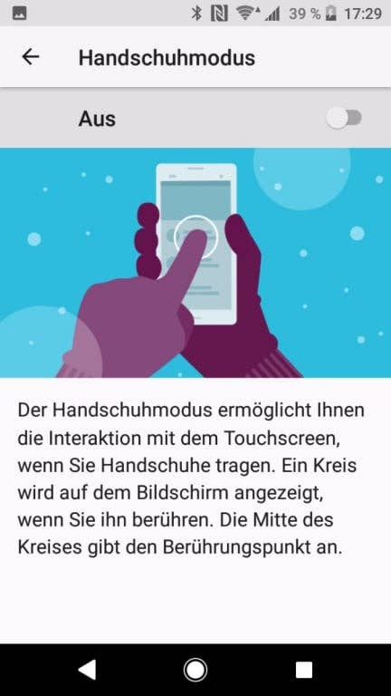 Menü und Einstellungen in der Software des Xperia XZ1 Compact