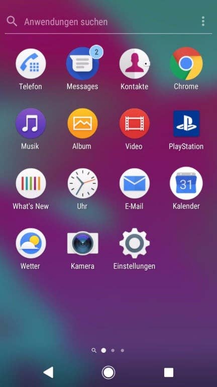 Menü und Einstellungen in der Software des Xperia XZ1 Compact