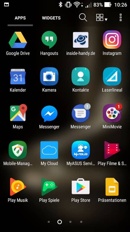 Menüführung beim Asus ZenFone 3 Deluxe