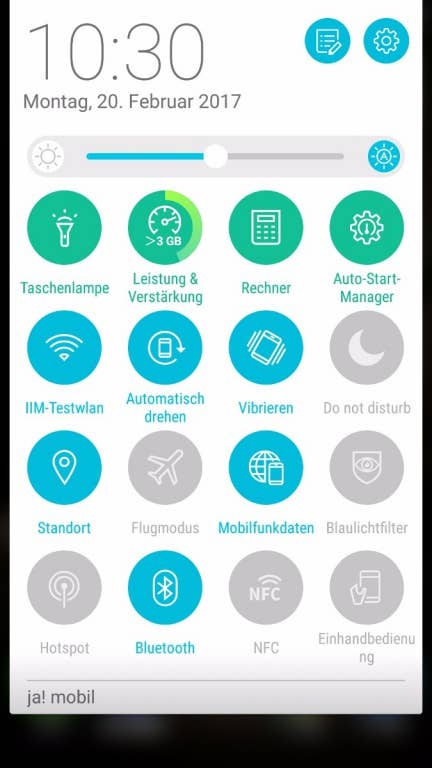 Menüführung beim Asus ZenFone 3 Deluxe