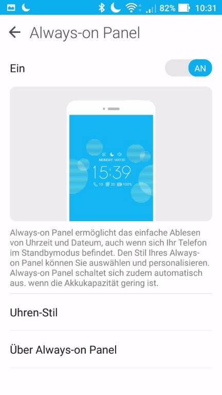 Menüführung beim Asus ZenFone 3 Deluxe