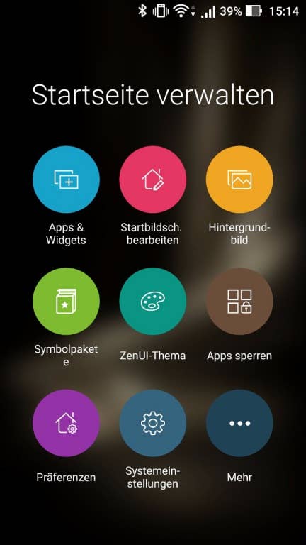 Menüführung beim Asus ZenFone 3 Deluxe