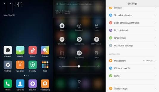 Menüführung des Xiaomi Mi 5 Menüführung des Xiaomi Mi 5