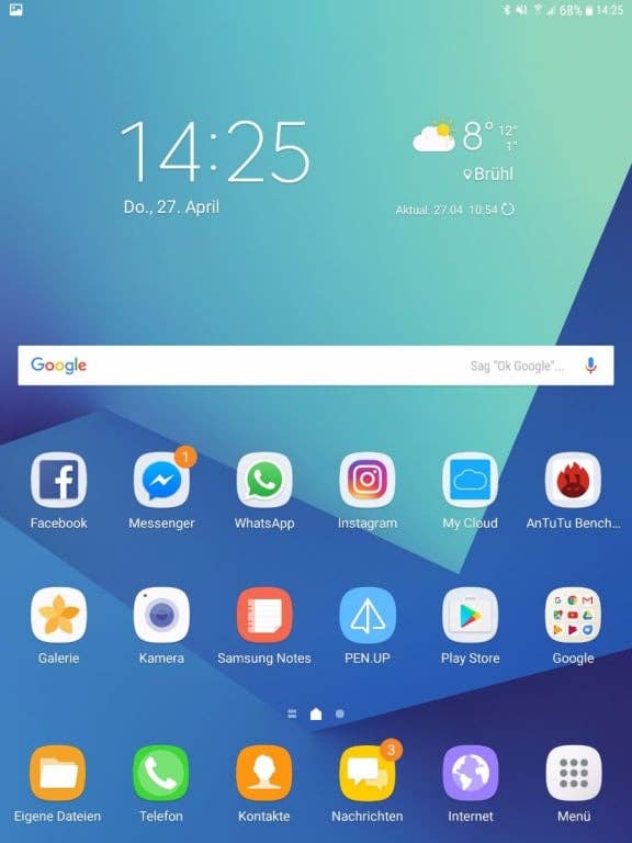 Menüführung und Einstellungen des Samsung Galaxy Tab S3