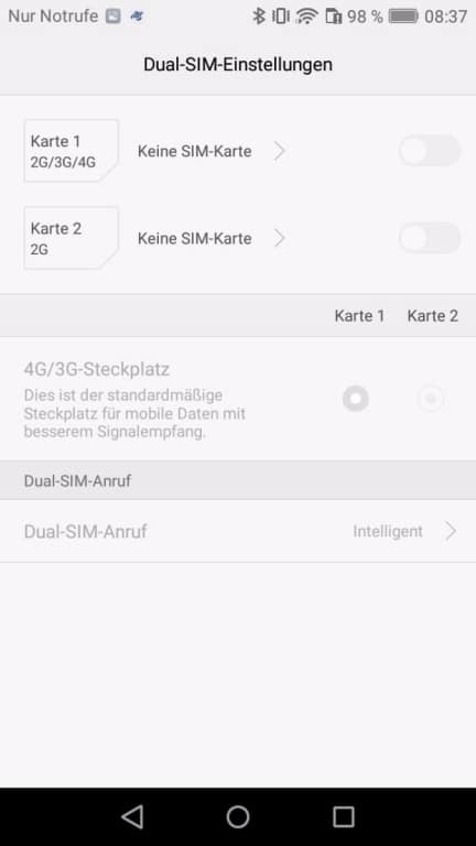 Menüs und Einstellungen des Huawei Y6 (2017) Dual SIM