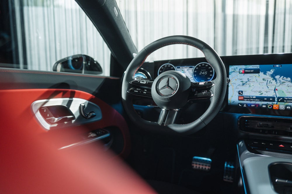 Lenkrad im Mercedes CLA Shooting Brake.