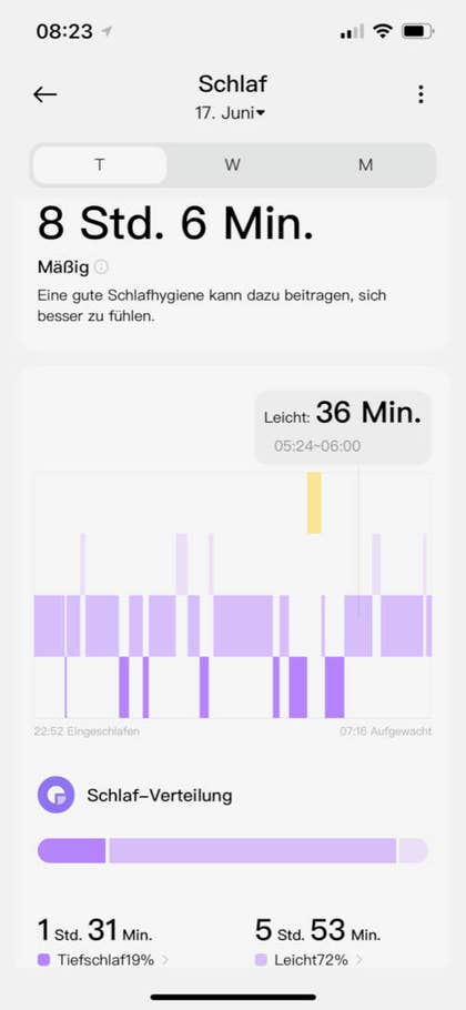 Schlaftracking in der Mi Fitness App