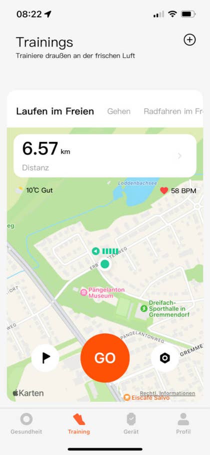 Trainingsmodus in der Mi Fitness App