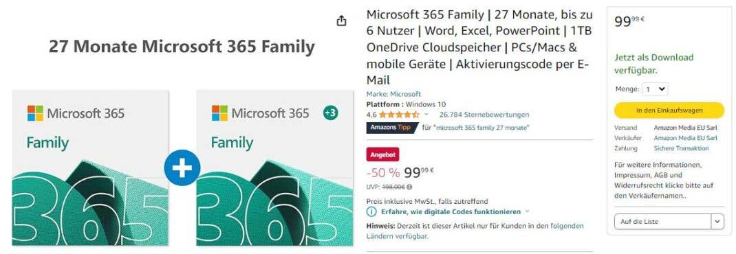 27 Monate für 99,99 Euro – der beste Preis für Microsoft 365 Family