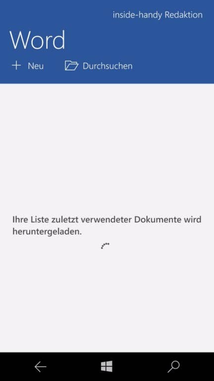 Microsoft Lumia 650 Screenshots Menü