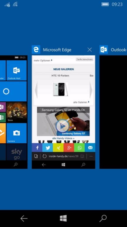 Microsoft Lumia 650 Screenshots Menü