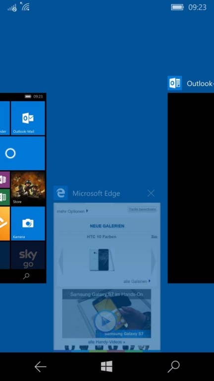 Microsoft Lumia 650 Screenshots Menü