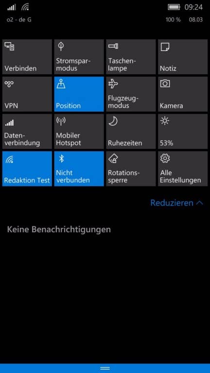 Microsoft Lumia 650 Screenshots Menü