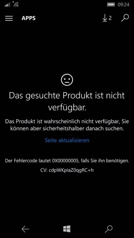 Microsoft Lumia 650 Screenshots Menü