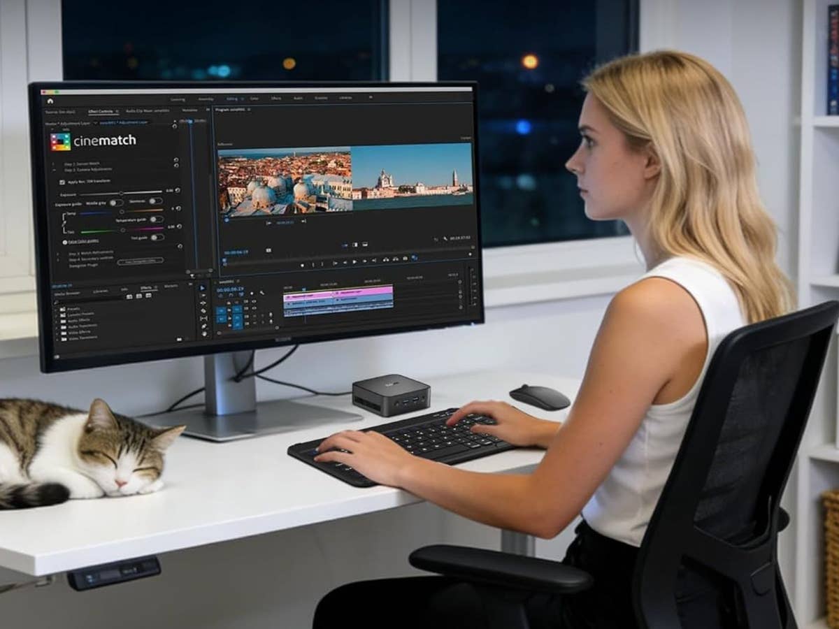 Mini-PC von Blackview mit 37 Prozent Rabatt Eine Frau arbeitet an einem Computer