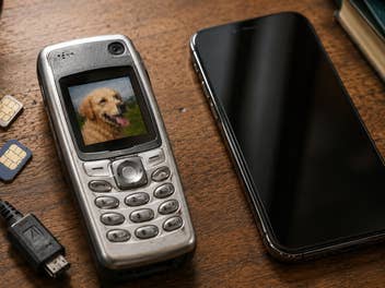 Ein Handy mit einem pixeligen MMS-Bild