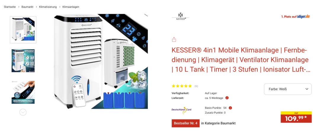Mobile Klimaanlage im Angebot bei Netto