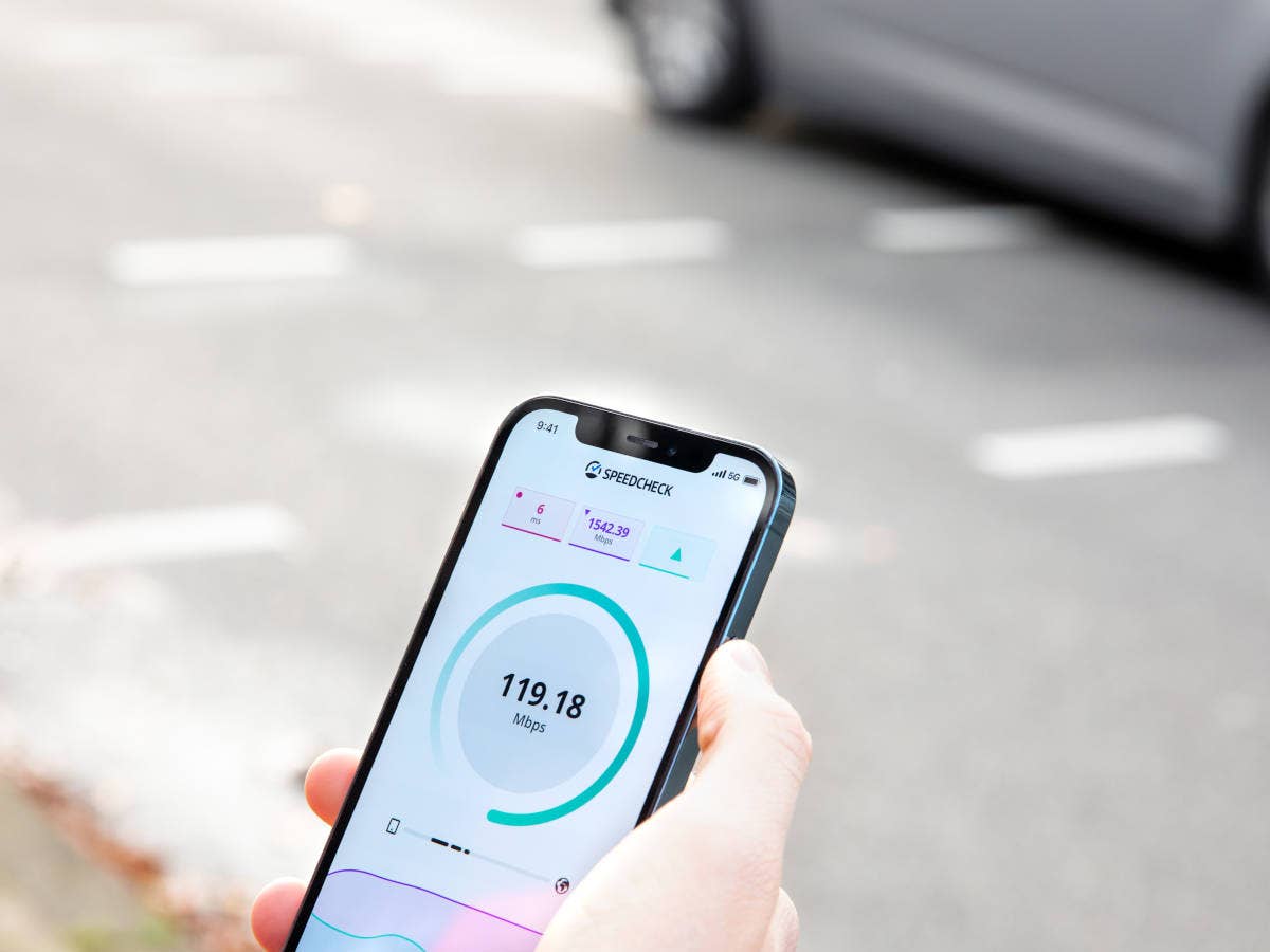 Mobilfunk Speedcheck auf einem Smartphone