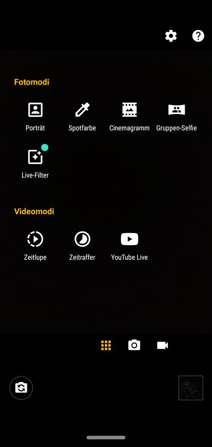 Die weiteren Modi der Kamerasoftware im Überblick